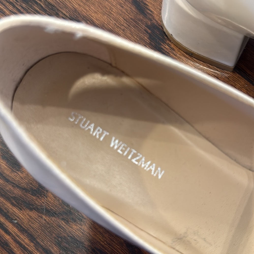 Stuart Weitzman Cream Patent Mary Jane Flats - Picture 2 of 3